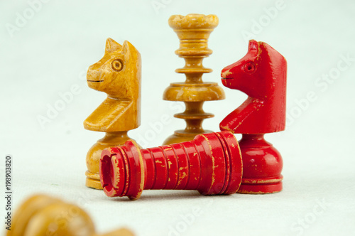 chess pieces on white background,