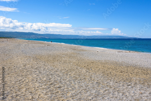View of a gravel beach in Calabria