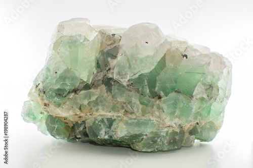 Vászonkép Green gemstone natural mineral fluoride or green beryl isolated
