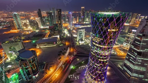 Wallpaper Mural night illuminated doha city rooftop traffic streets panorama 4k timelapse qatar
 Torontodigital.ca