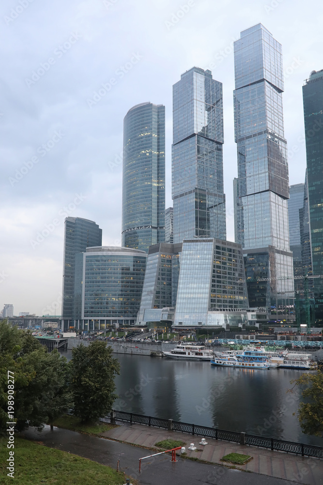 Business center with high skyscrapers
