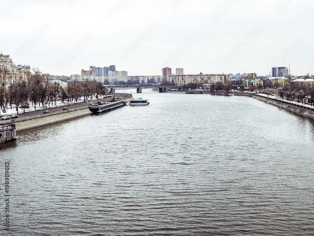 moscow city river in the streets and a bridge