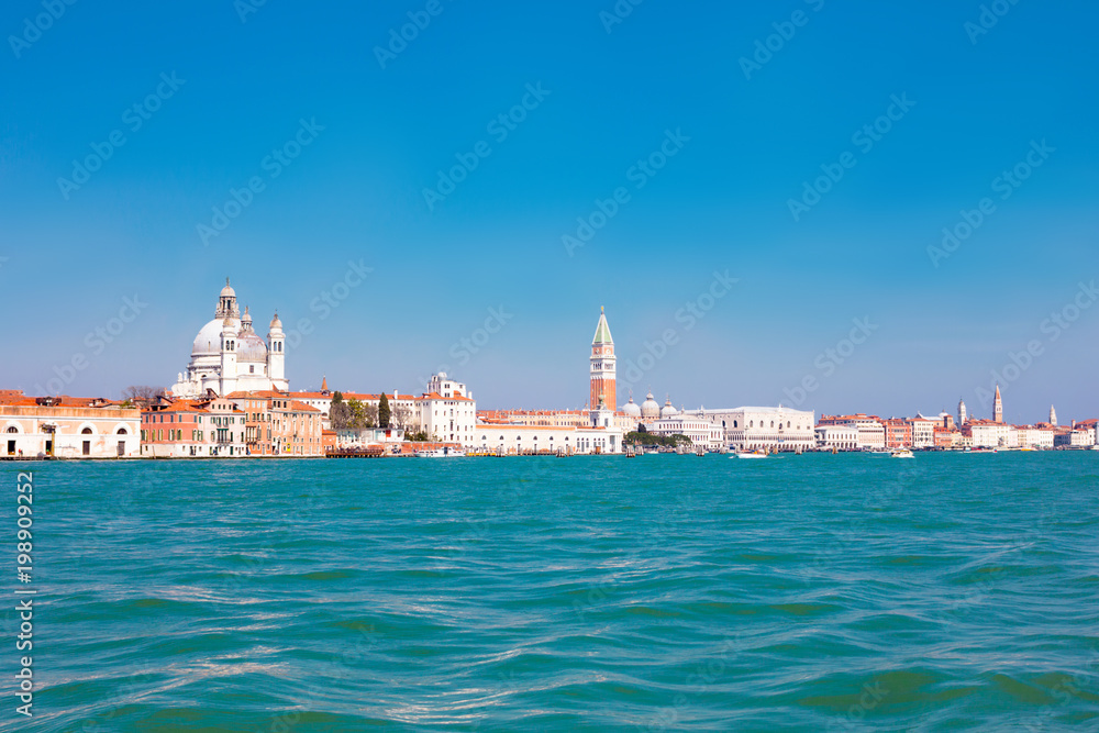 View of the city from the lagoon. Venice, Italy.