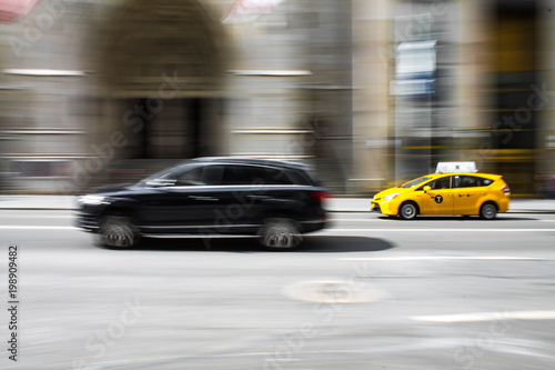 City Taxi Speeding Fast Blur