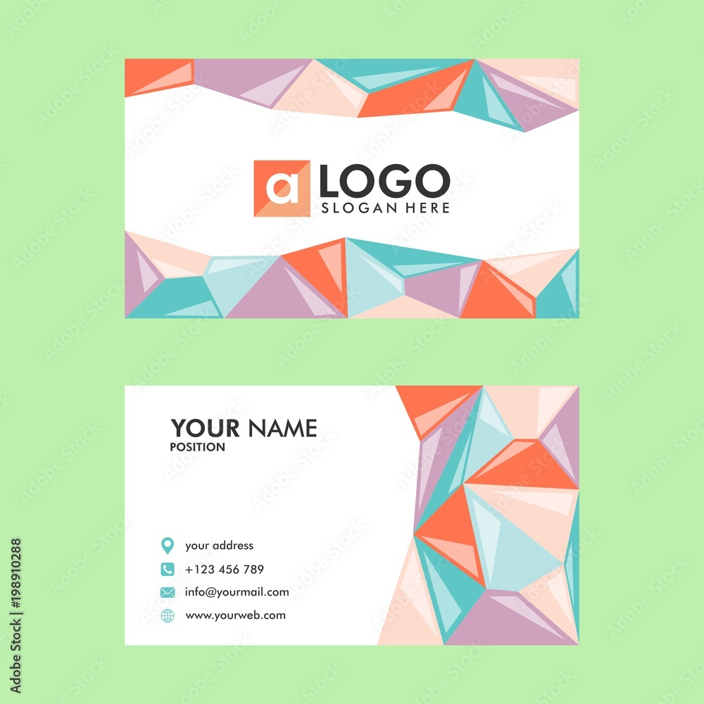 business card template design low poly