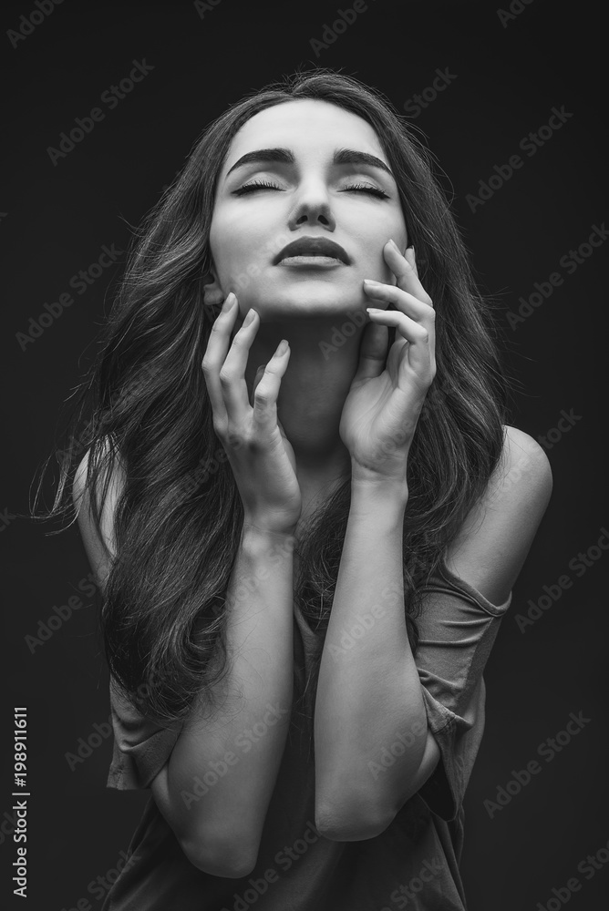 black and white portrait of a young beautiful girl black and white portrait of a young beautiful girl