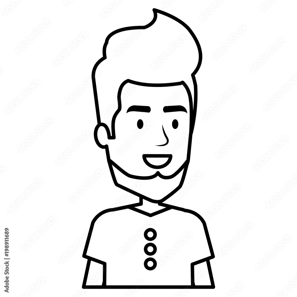 young man with beard avatar character vector illustration design