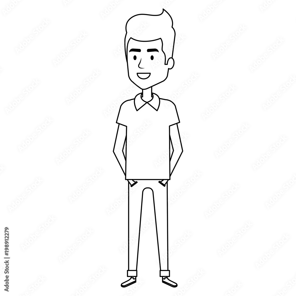 young man avatar character vector illustration design