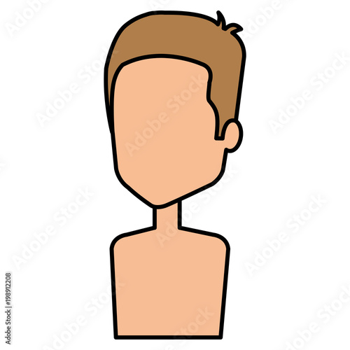 young man shirtless avatar character vector illustration design