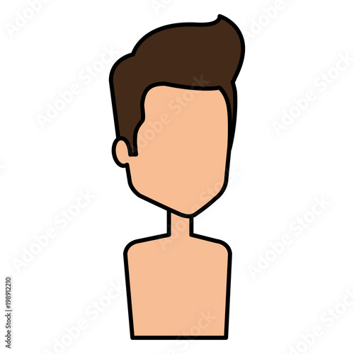 young man shirtless avatar character vector illustration design
