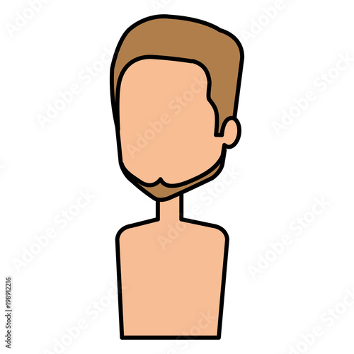 young man shirtless avatar character vector illustration design