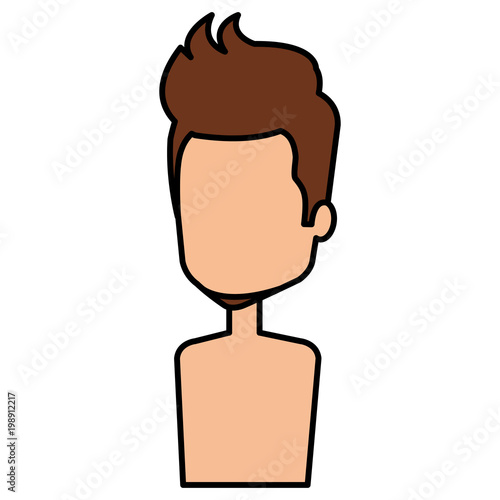 young man shirtless avatar character vector illustration design