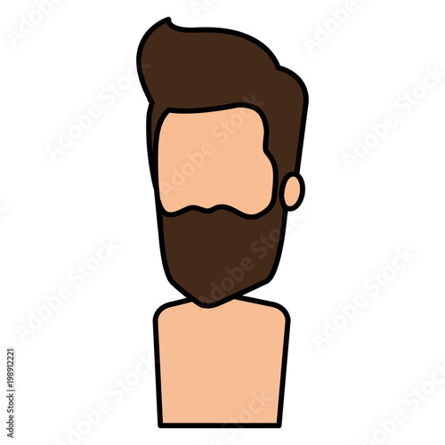 young man with beard shirtless avatar character vector illustration design