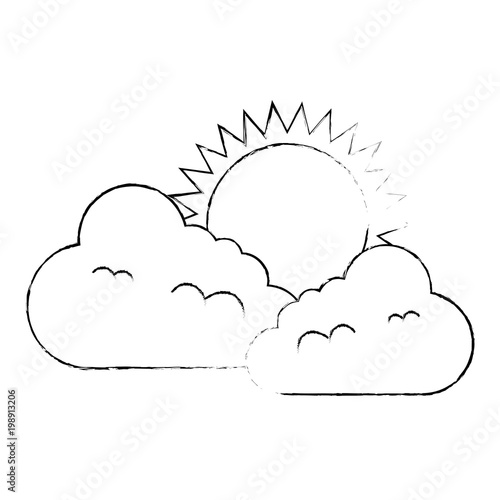 climate cloud with sun vector illustration design