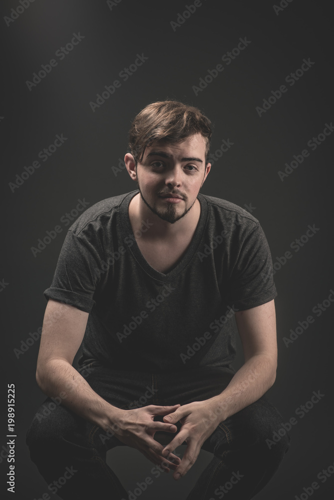 Happiness concept, Close up shot of young man have a happy time