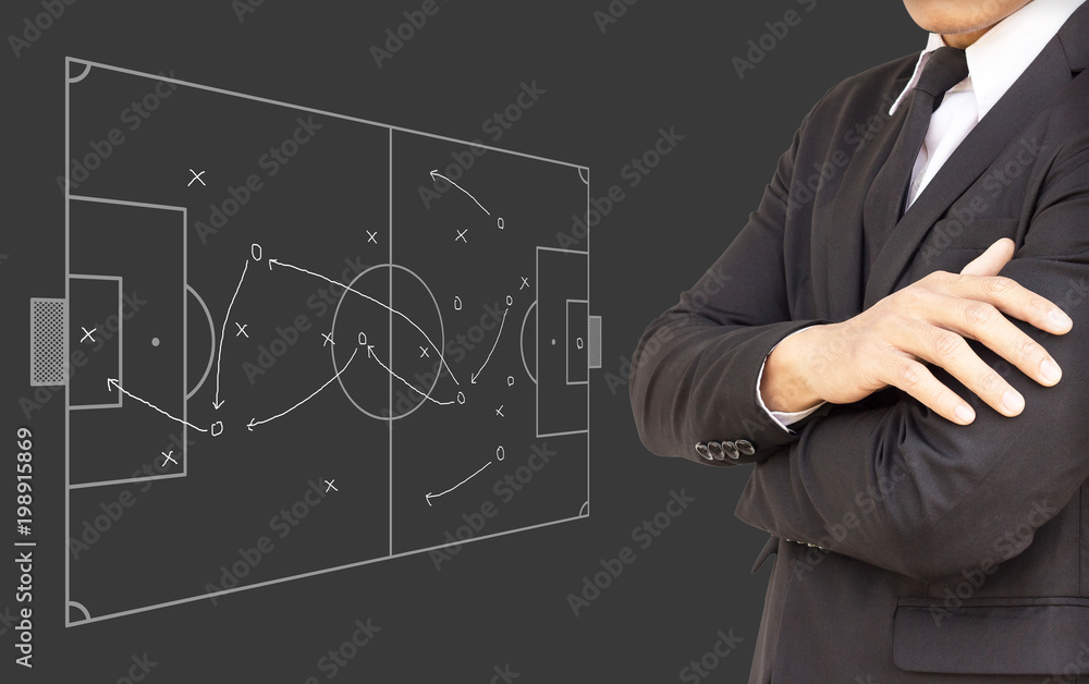 Businessmen planning football concepts. Businessmen planning football concepts.