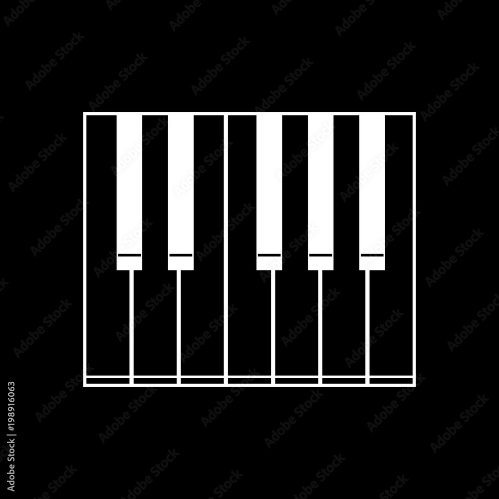 Simple piano icon. White icon on black background. Inversion Stock Vector |  Adobe Stock