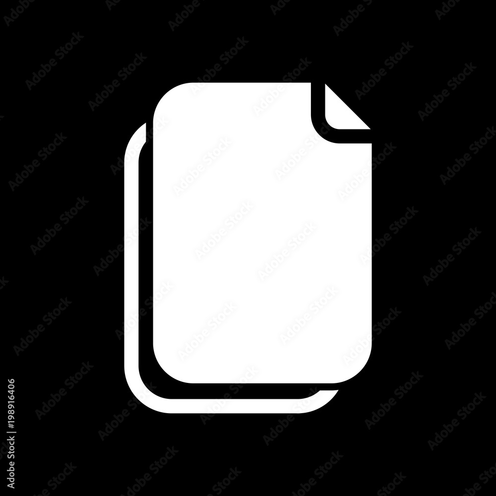 document simple icon. White icon on black background. Inversion document simple icon. White icon on black background. Inversion