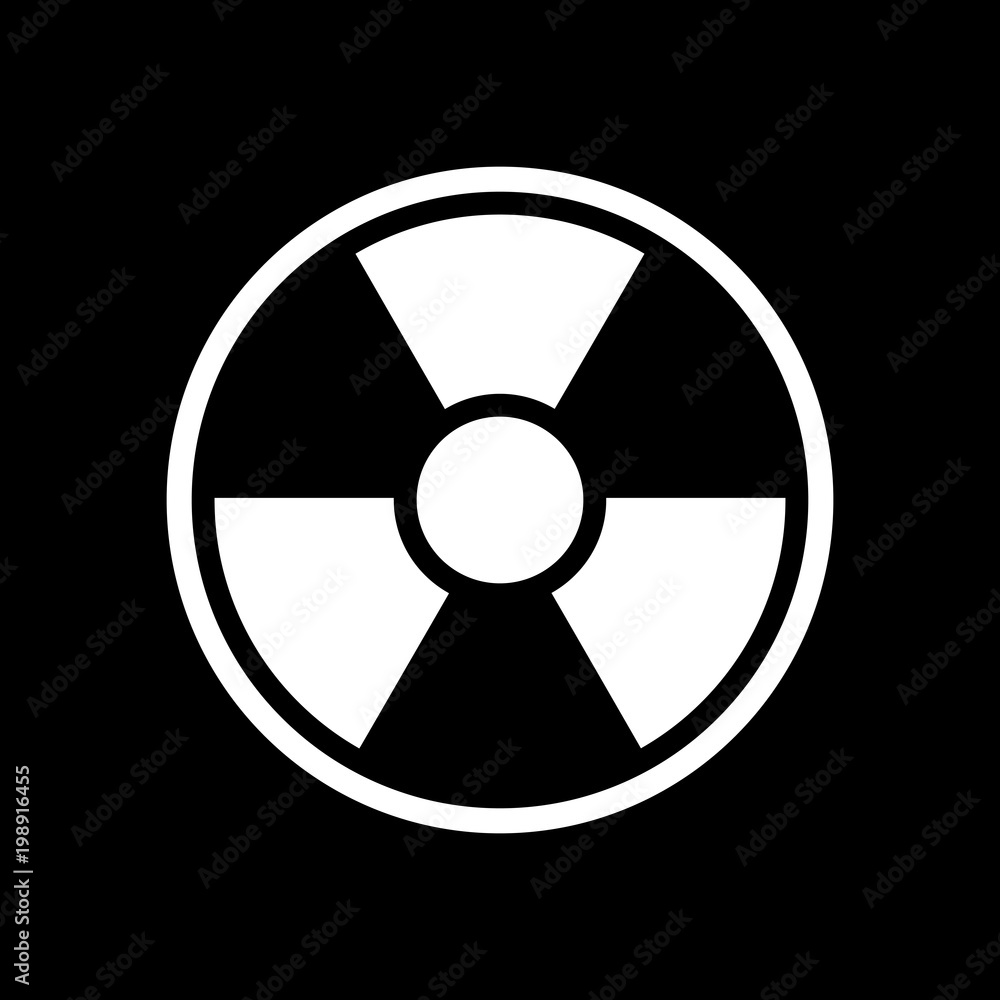 hazard, radiation. simple silhouette. White icon on black background. Inversion hazard, radiation. simple silhouette. White icon on black background. Inversion