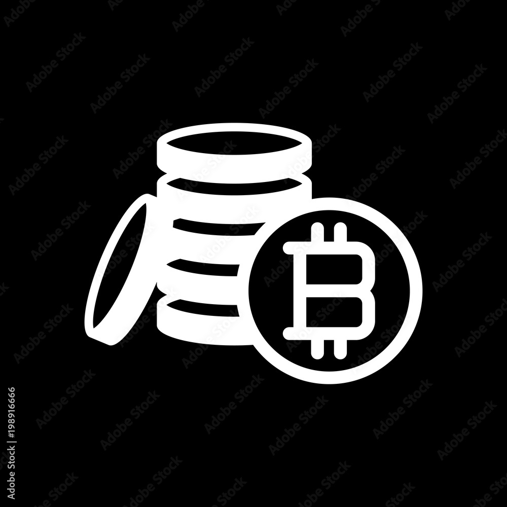 money bitcoin. simple silhouette. White icon on black background. Inversion money bitcoin. simple silhouette. White icon on black background. Inversion