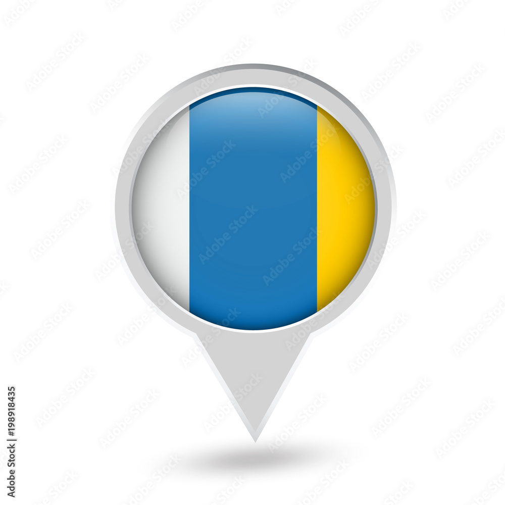 Fototapeta premium Canary Islands (Spain) Flag Round Pin Icon