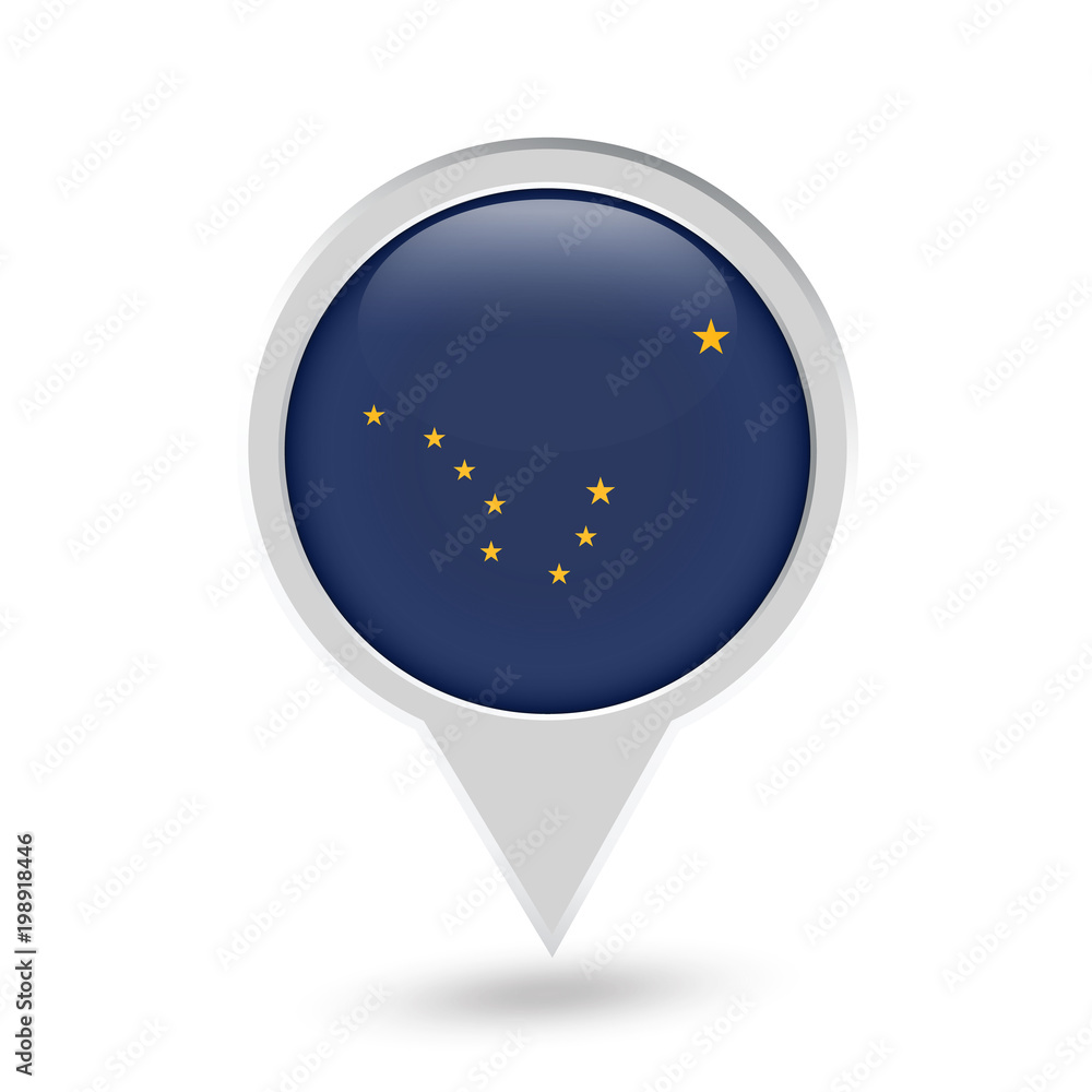 Alaska Flag Round Pin Icon Vector icon. Alaska Flag Round Pin Icon Vector icon.