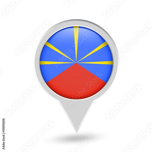 Runion (France) Flag Round Pin Icon