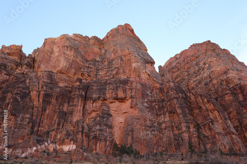Zion national park Utah nature preserve canyon steep red cliffs attraction adventure