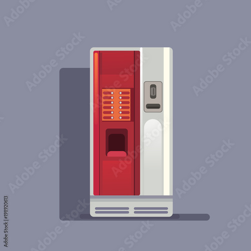 Coffee Vending Machine Realistic On Grey Background Isolated Flat Vector Illustration