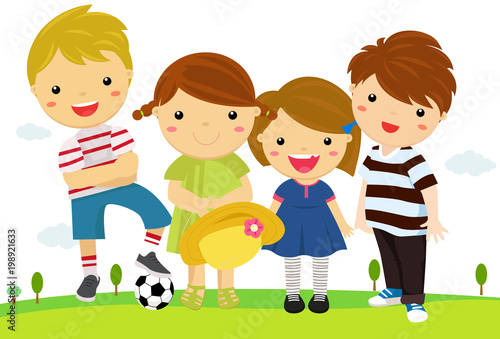 Group of happy children standing