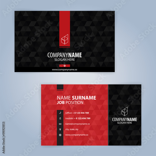 Red and Black modern business card template, Illustration Vector 10