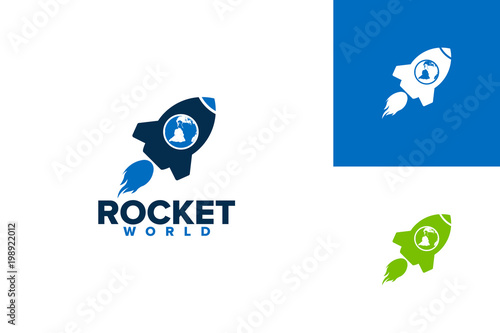 Rocket World Logo Template Design Vector, Emblem, Design Concept, Creative Symbol, Icon