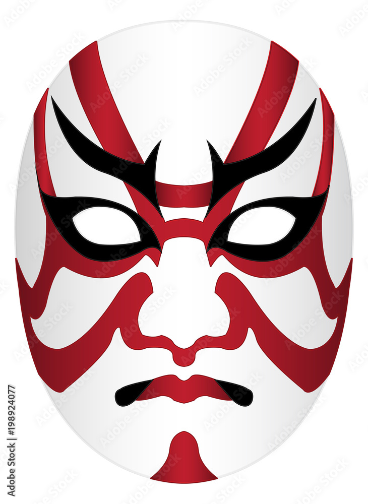 Japan kabuki mask on a white background Japan kabuki mask on a white background