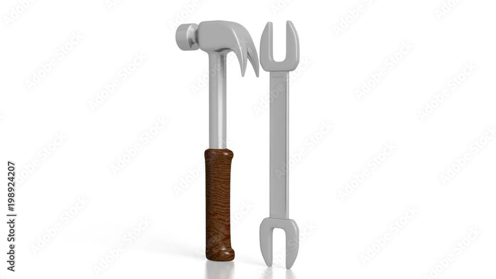 3D hammer and wrench on white background
3D hammer and wrench on white background