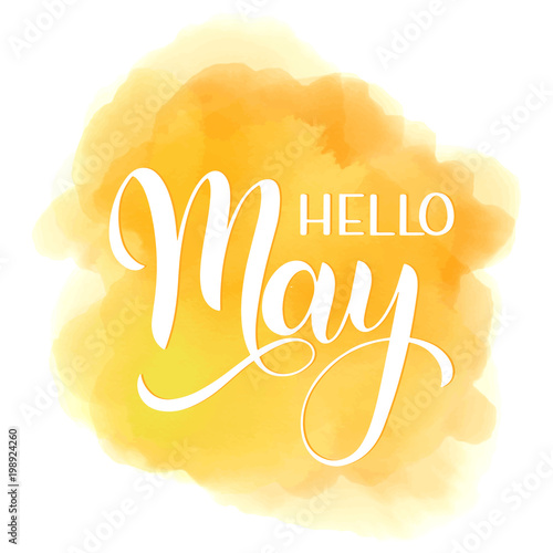 Hello May lettering. Elements for invitations, posters, greeting cards. Seasons Greetings