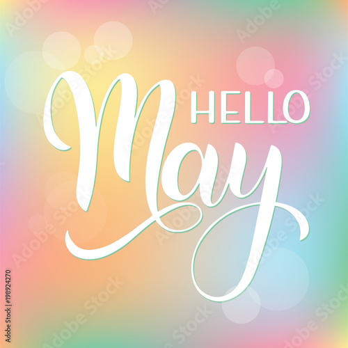 Hello May lettering. Elements for invitations, posters, greeting cards. Seasons Greetings