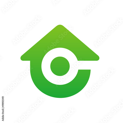 Home With Magnifying Glass Logo, Initial Letter C Combined With Home Symbol