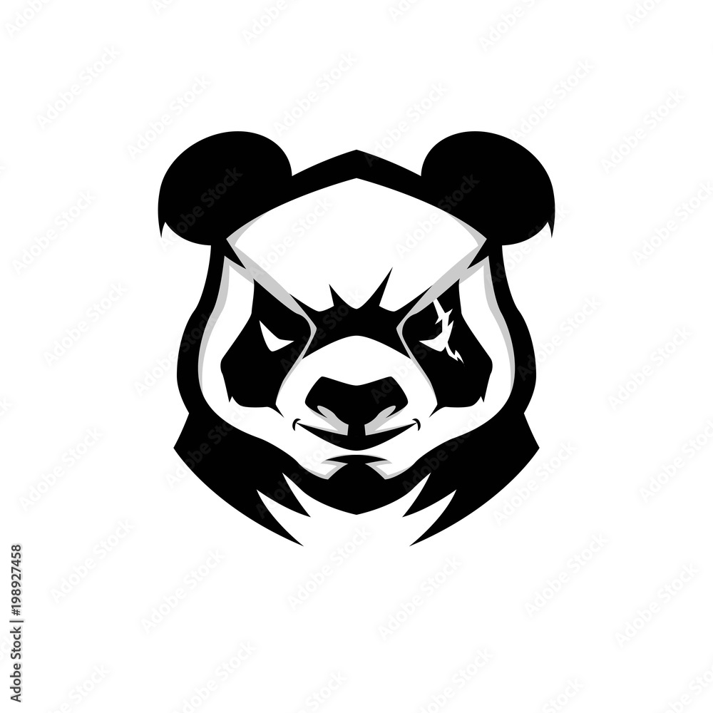 Panda head Mascot logo template 1 smile Stock Vector | Adobe Stock