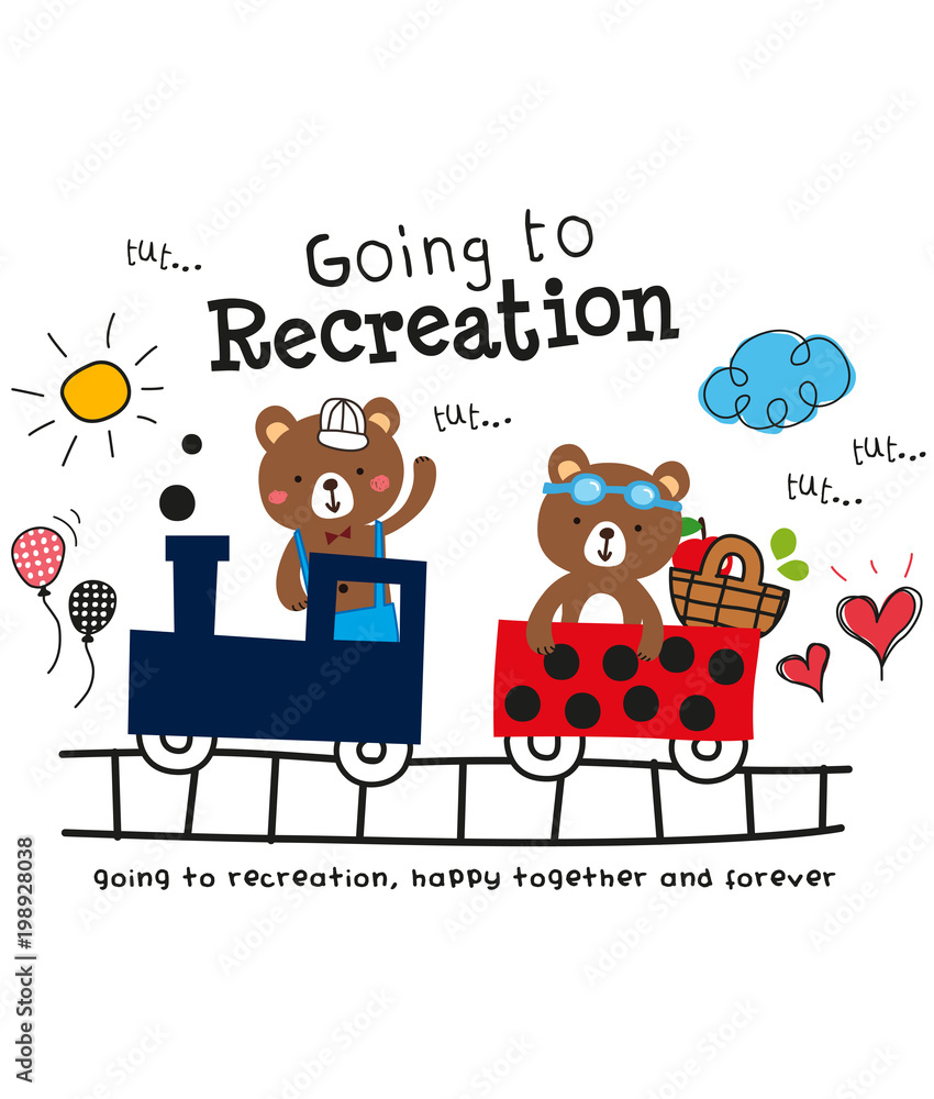 Fototapeta premium stock vector cute bear in the train