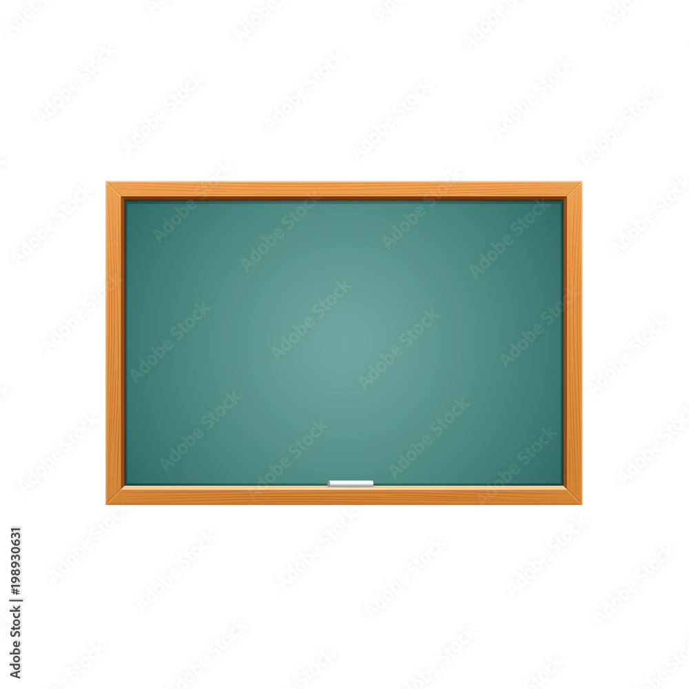 Green educational board, with a wooden frame, set of crayons. Green educational board, with a wooden frame, set of crayons.