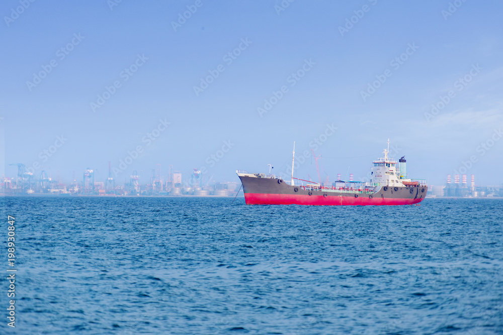 Cargo ship berthing at industrial port