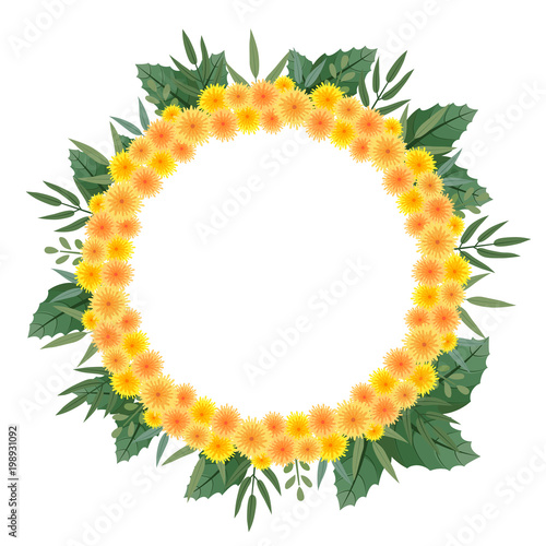 Fototapeta Naklejka Na Ścianę i Meble -  Wreath of dandelions.