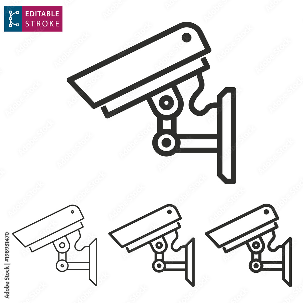 Security camera line vector icon. Editable stroke. Security camera line vector icon. Editable stroke.