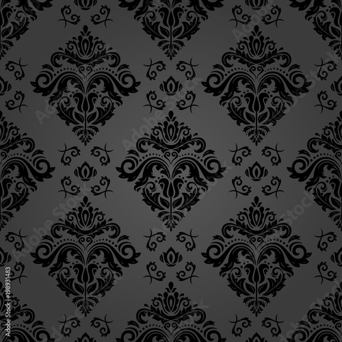 Classic seamless vector pattern. Damask orient ornament. Classic vintage dark background