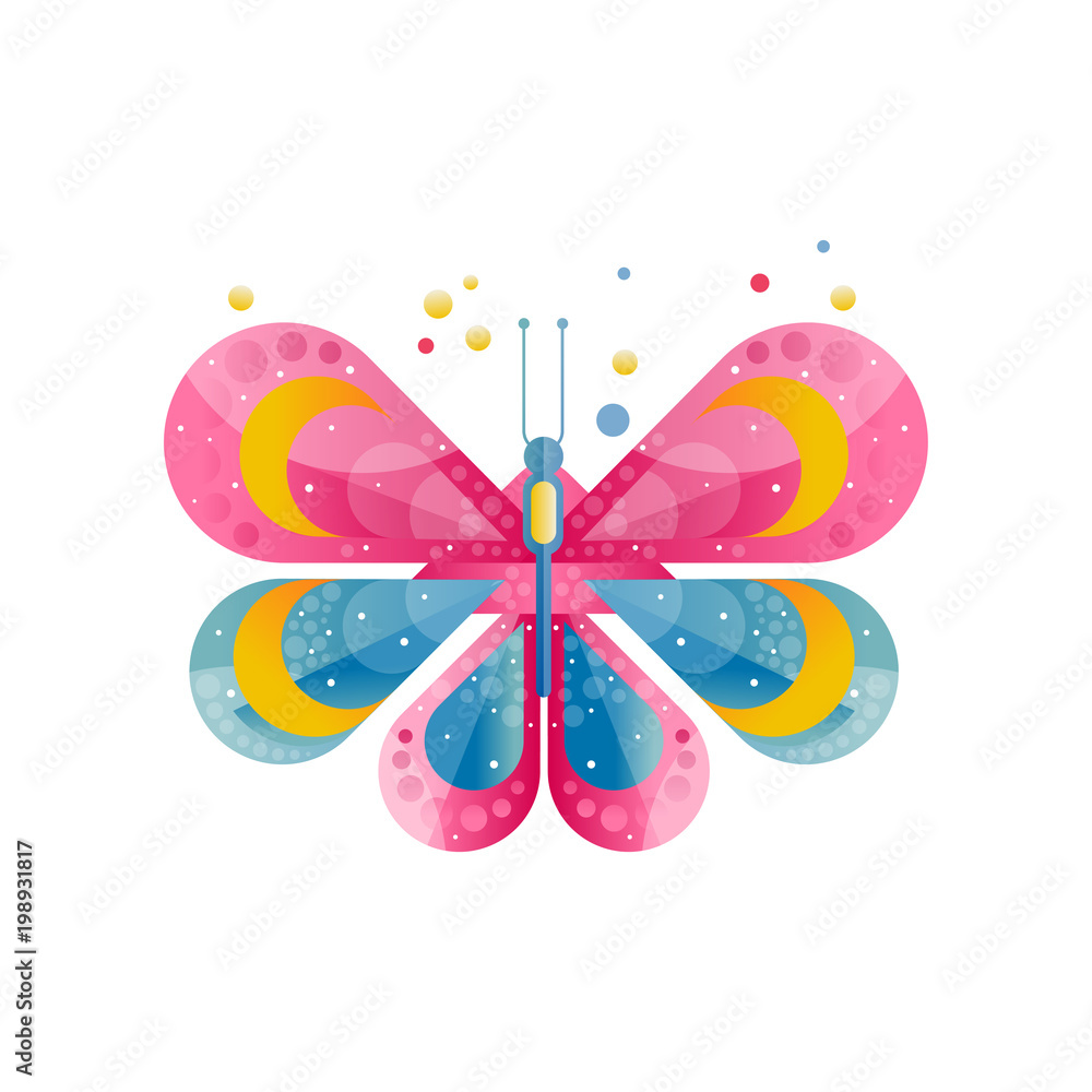 Bright icon of butterfly with gradients and texture Bright icon of butterfly with gradients and texture