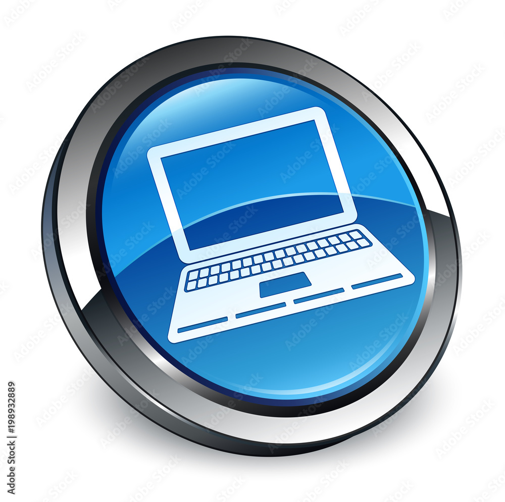 Laptop icon 3d blue round button Laptop icon 3d blue round button