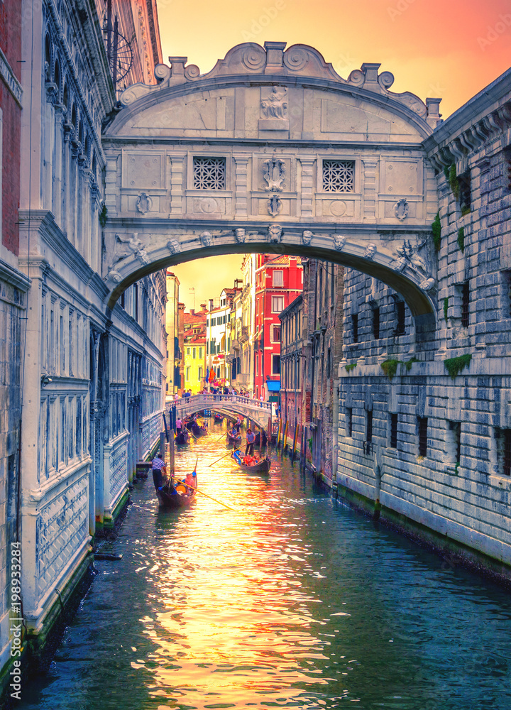 Bridge of Sighs at Doge's Palace, in Venice, Italy