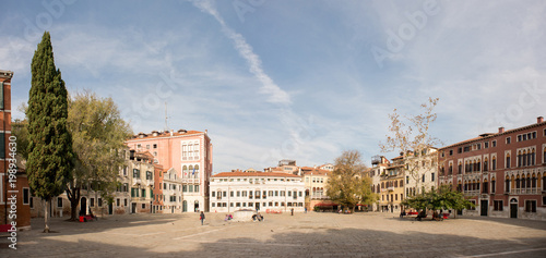 Campo San Polo with Tourists in Venice.