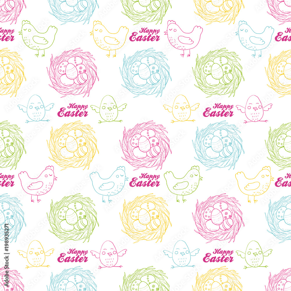 Seamless pattern with Easter eggs and twigs Seamless pattern with Easter eggs and twigs