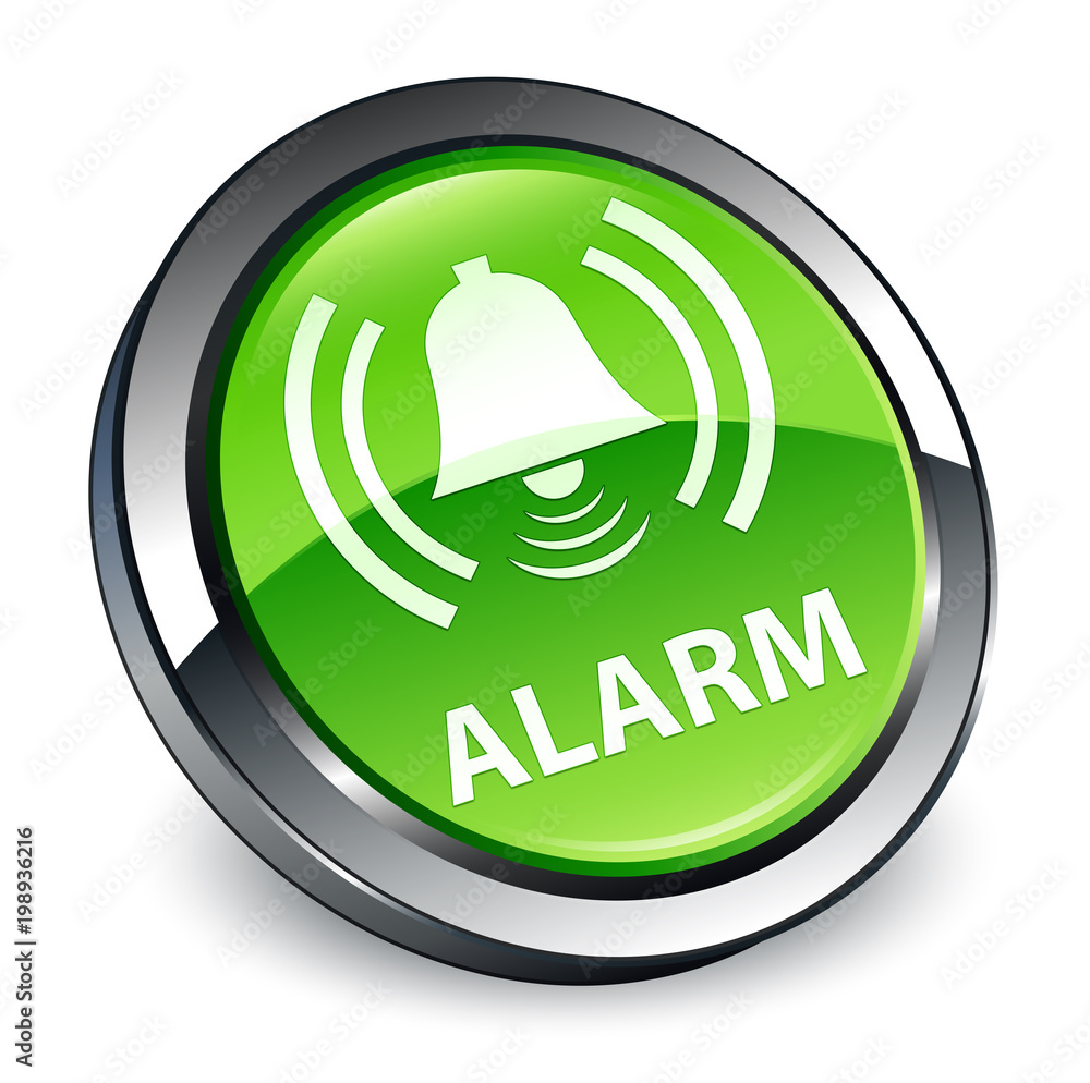 Alarm (bell icon) 3d green round button Alarm (bell icon) 3d green round button